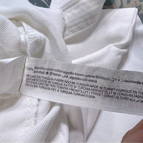 Zara White Rustic Jumpsuit Bloggers fav Size M Wide leg Belted - Picture 16 of 16